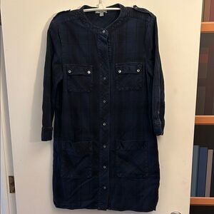 James Perse Navy Button-Front Long Tunic Jacket